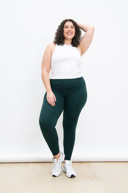Everyday High Waisted Leggings Curvy - Forest Green