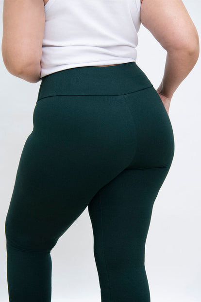 Everyday High Waisted Leggings Curvy - Forest Green