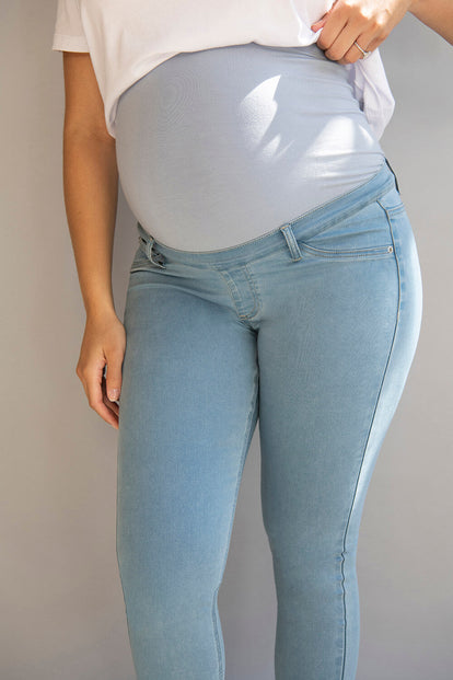 7/8 Umstandsjeggings - Hellblau