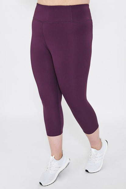 Focus Cropped High Waisted Sport Leggings Curvy - Mulberry Plum