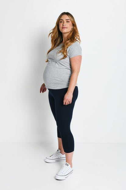 Alltägliche Cropped Umstandsleggings - Navy Blau