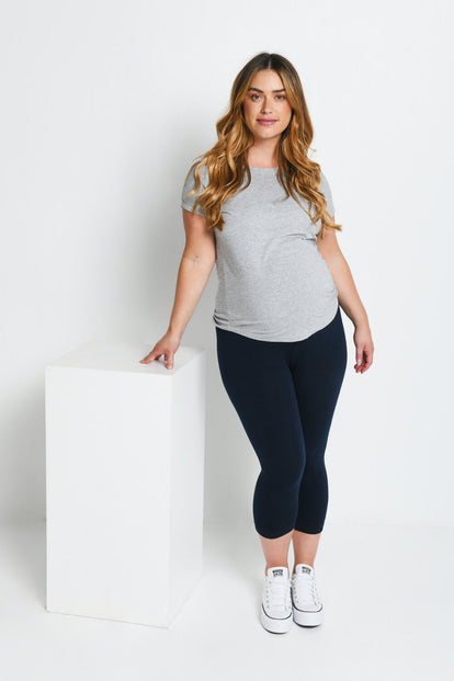 Alltägliche Cropped Umstandsleggings - Navy Blau