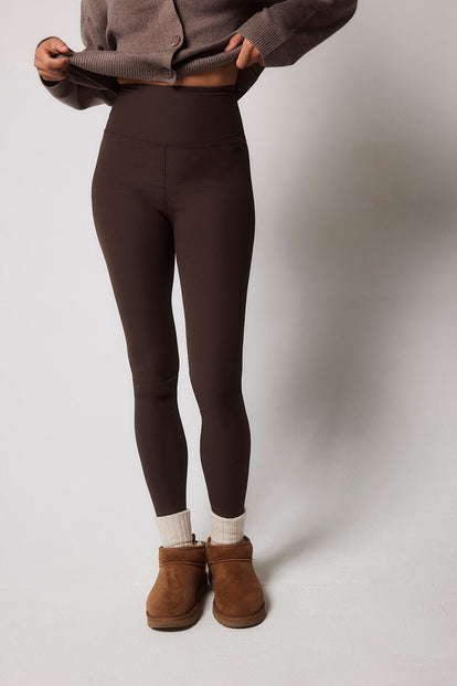Gerippte Leggings - Espresso Braun