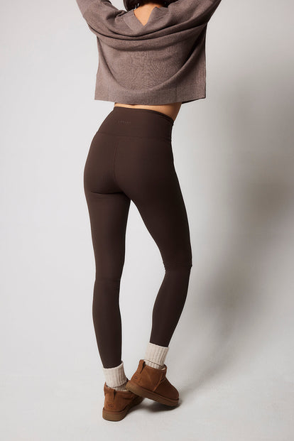 Gerippte Leggings - Espresso Braun