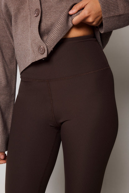 Gerippte Leggings - Espresso Braun