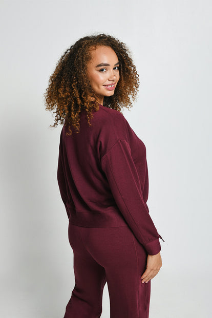 Luxus Lounge Sweatshirt - Dunkelkirschfarbenes
