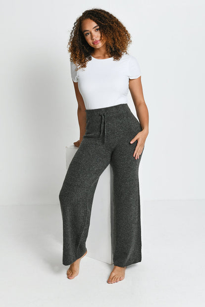 Lounge Strickhose Mit Weitem Bein - Graue