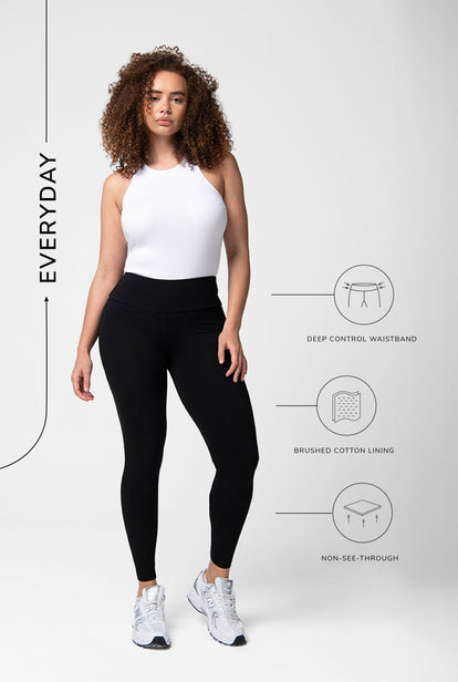 Alltägliche High-Waisted Leggings - Schwarz