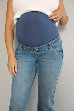 Umstandsjeans mit geradem Bein – Mittelblau