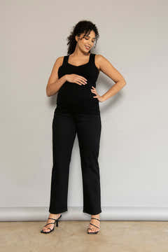 Umstands-Straight-Jeans – Schwarz