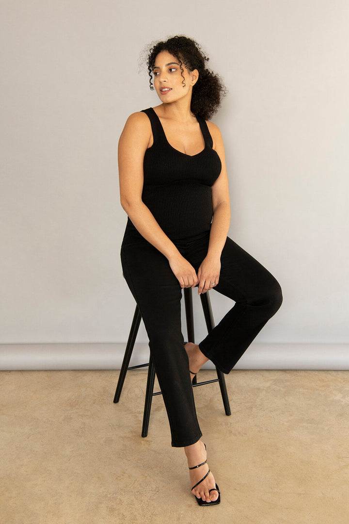 Umstands-Straight-Jeans – Schwarz