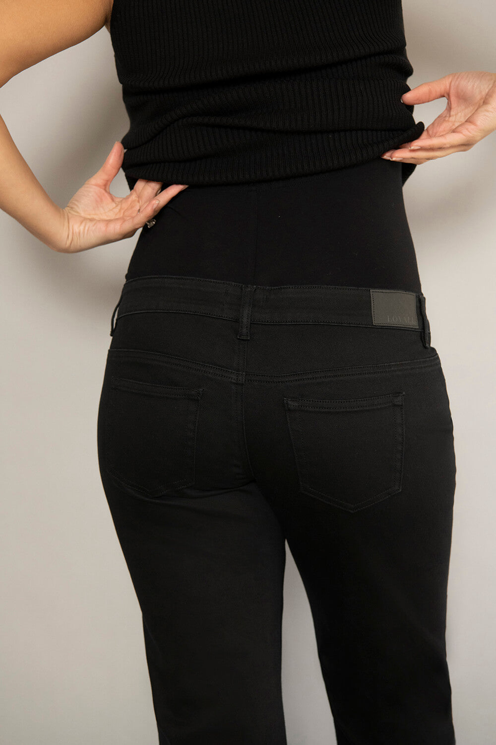 Umstands-Straight-Jeans – Schwarz