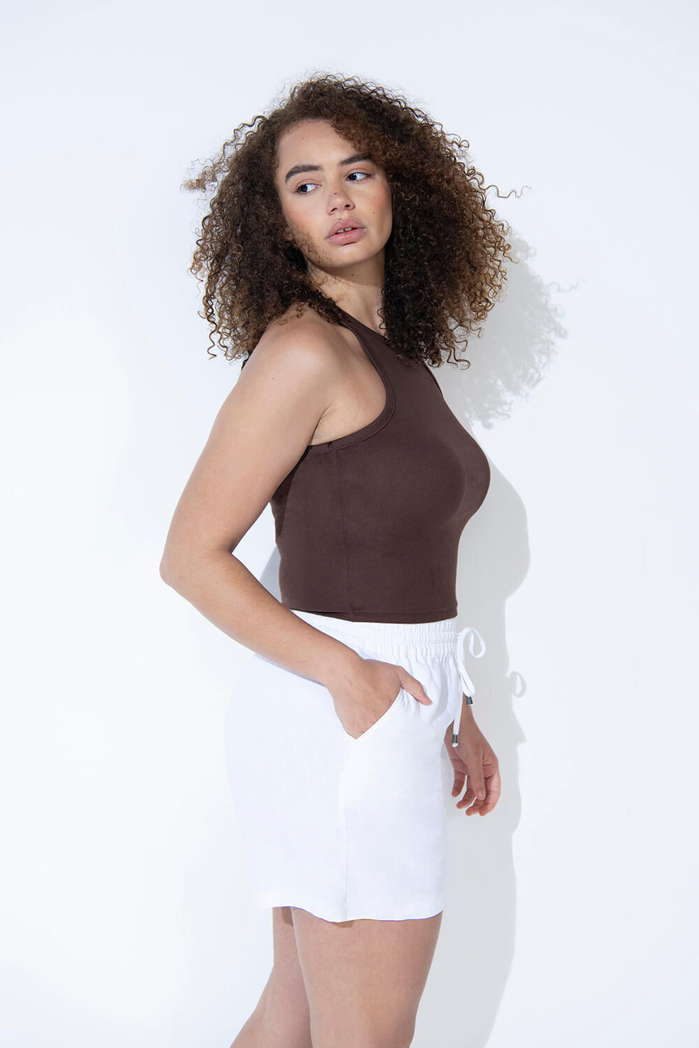 Alltägliche Leinenshorts - Weiße