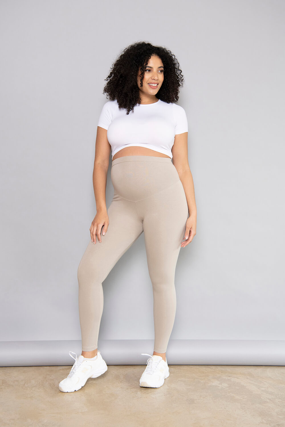 Alltägliche Umstandsleggings - Oatmeal-Beige