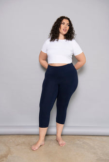 Cropped Leggings Lightweight Curvy - Navy