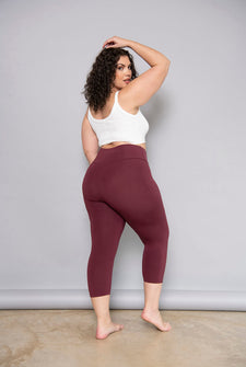Cropped Leggings Lightweight Curvy - Burgundy