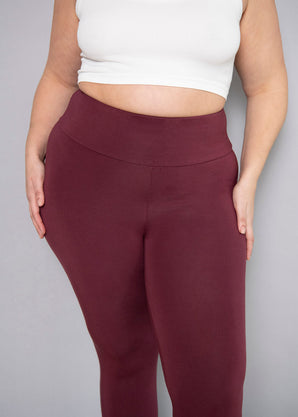 Cropped Leggings Lightweight Curvy - Burgundy