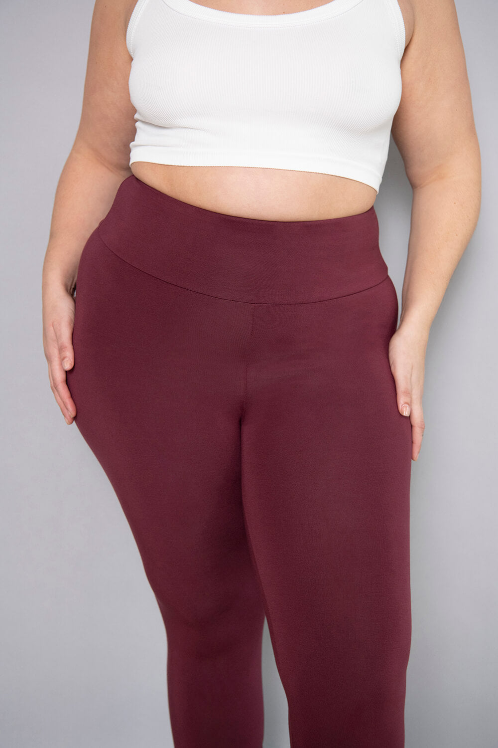 Cropped Leichte Leggings - Burgunderrot