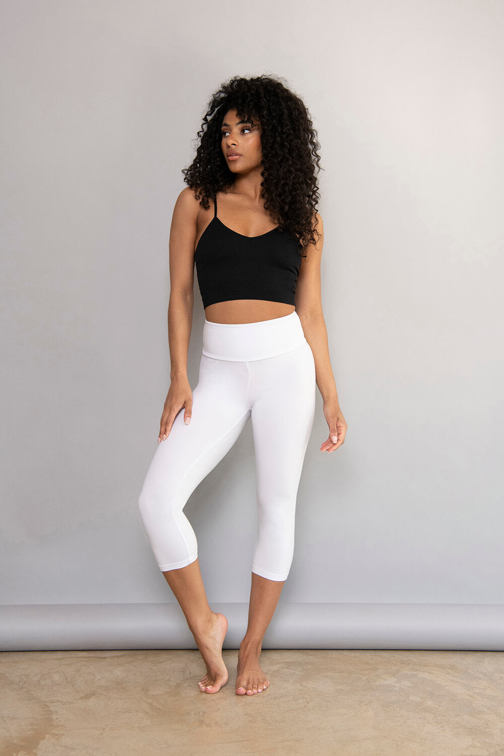 Cropped Leichte Leggings - Weiße