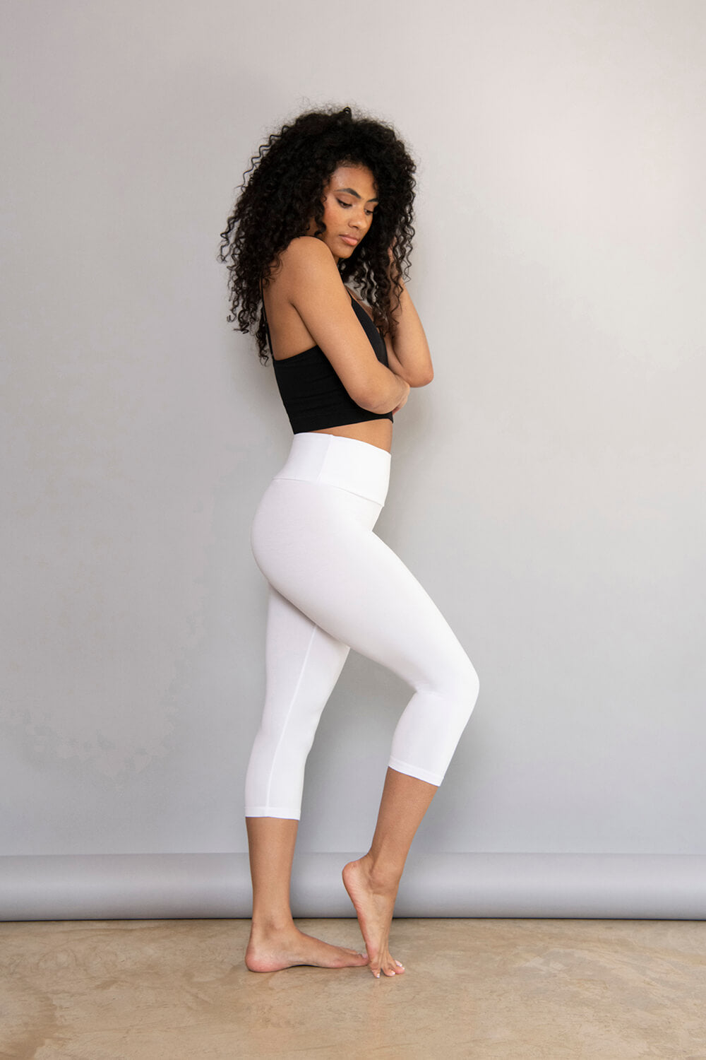 Cropped Leichte Leggings - Weiße