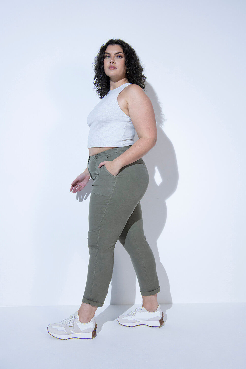 Chino-Hose Curvy - Green