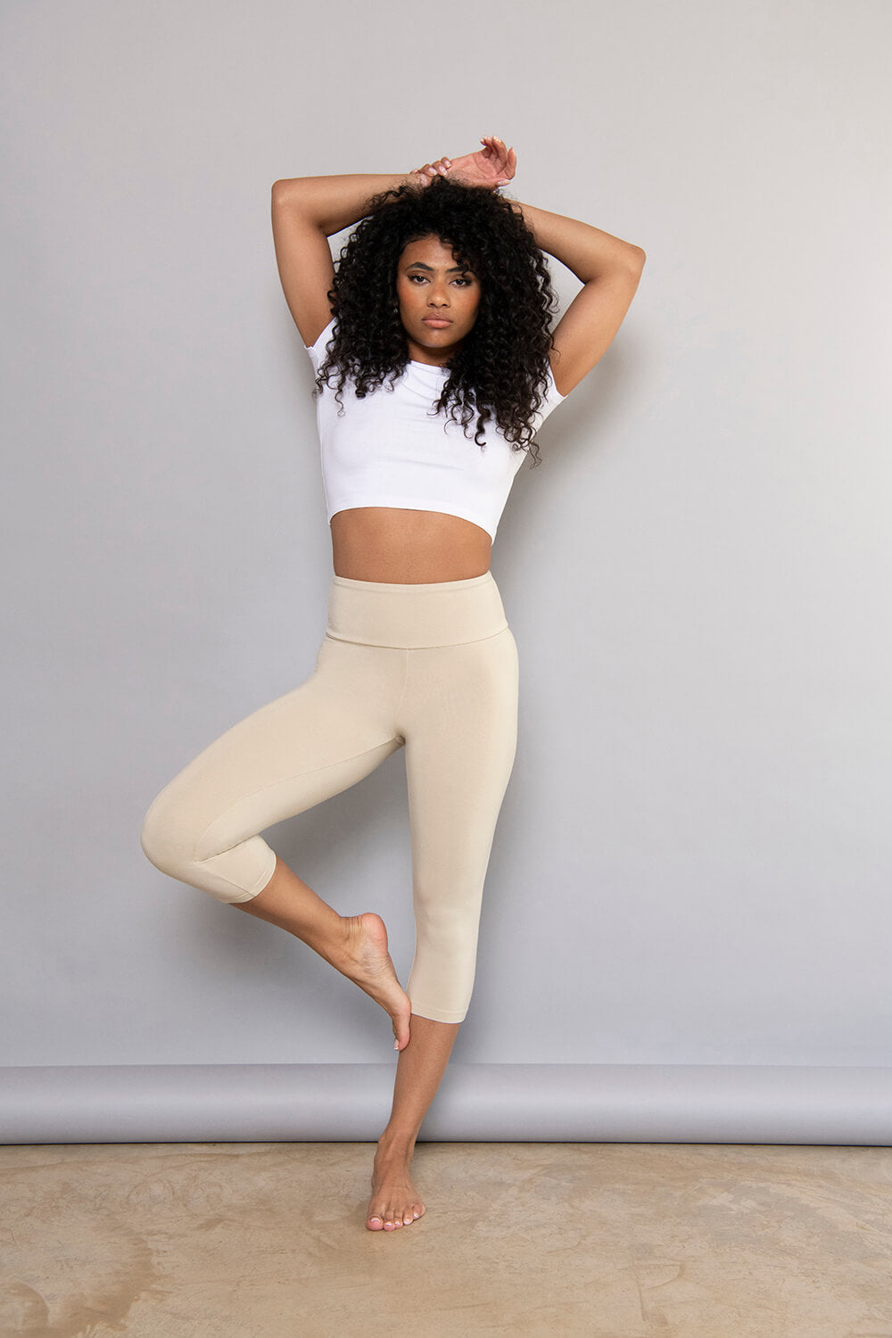 Cropped Leichte Leggings - Naturbeige