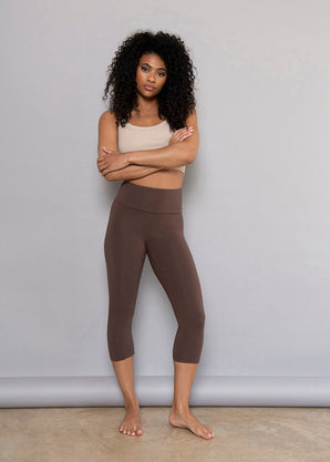 Cropped Leggings Lightweight - Espresso Brown