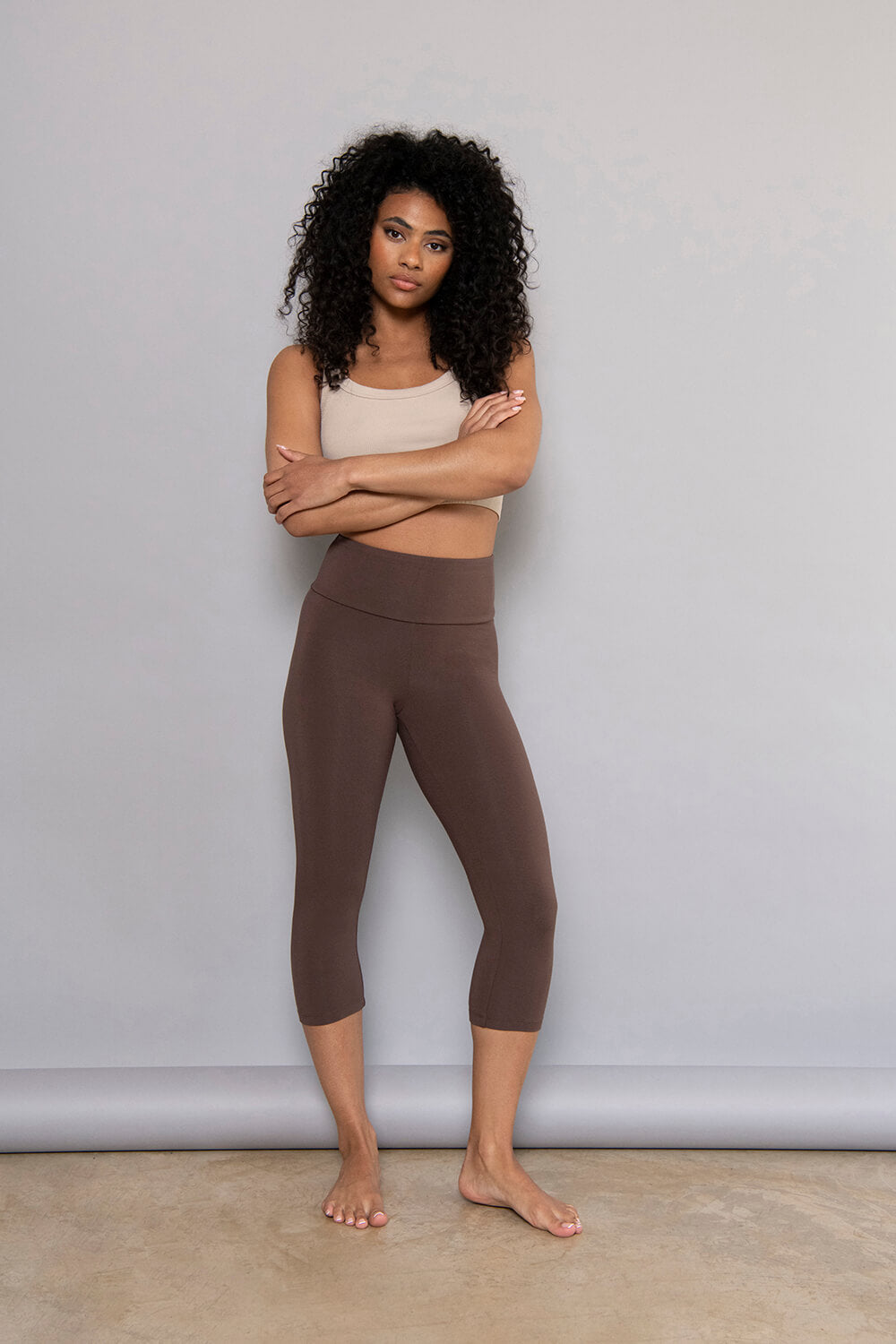 Cropped Leggings Lightweight Curvy - Espresso Brown