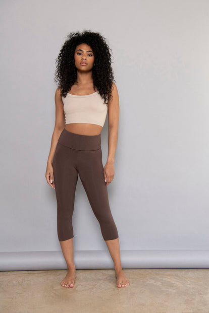 Cropped Leggings Lightweight - Espresso Brown