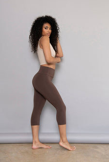 Cropped Leggings Lightweight Curvy - Espresso Brown
