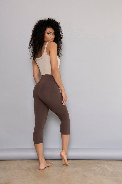 Cropped Leggings Lightweight - Espresso Brown