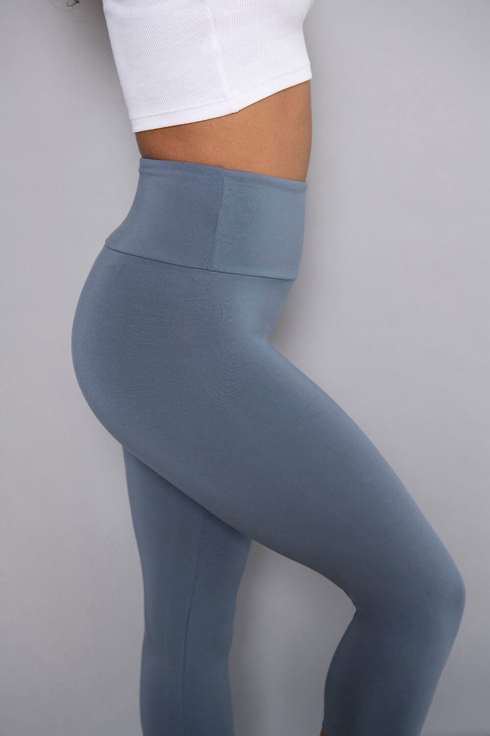 Cropped Leichte Leggings - Stahlblau