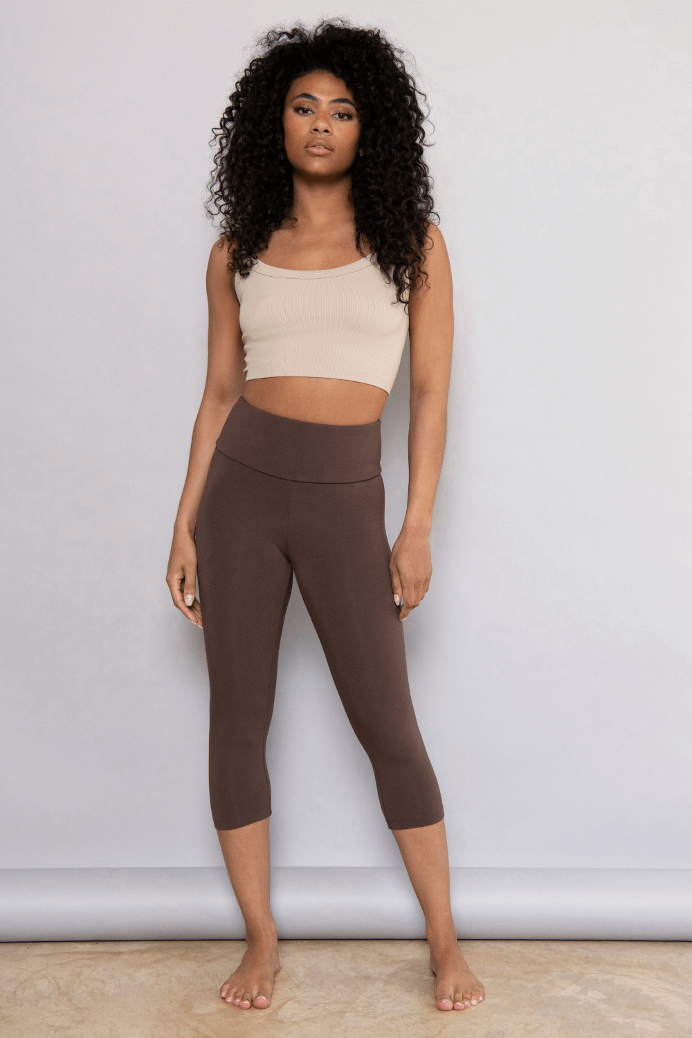 Cropped Leichte Leggings - Espresso Braun