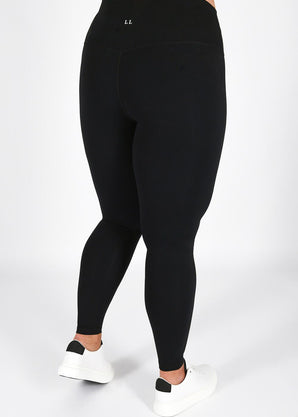 Revitalise High Waisted Leggings Curvy- Midnight Black