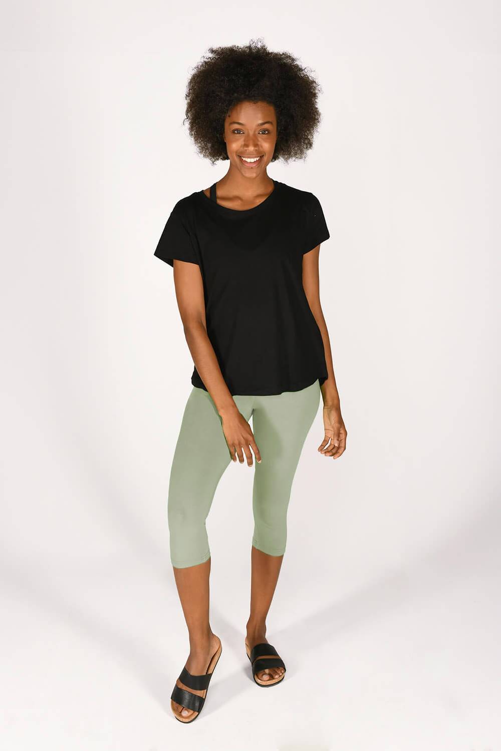 Alltägliche Cropped Leggings - Salbeigrüne
