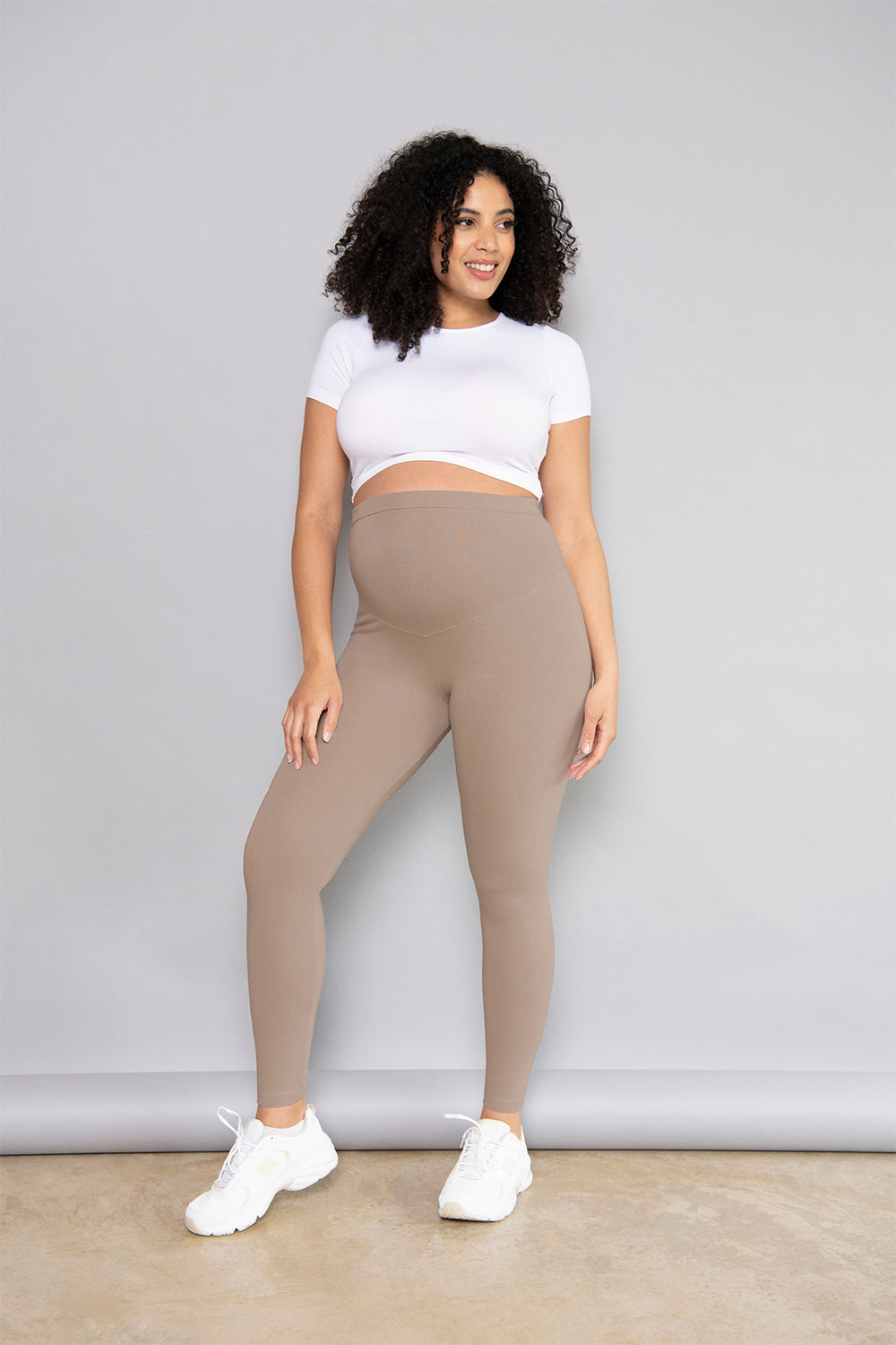 Alltägliche Winter Umstandsleggings mit hoher Taille  - Steingrau