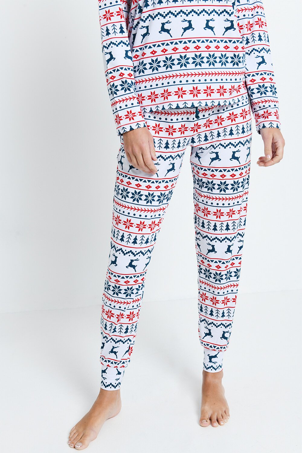 Soft-Touch Pyjama Set  - Weißes Weihnachtsmuster