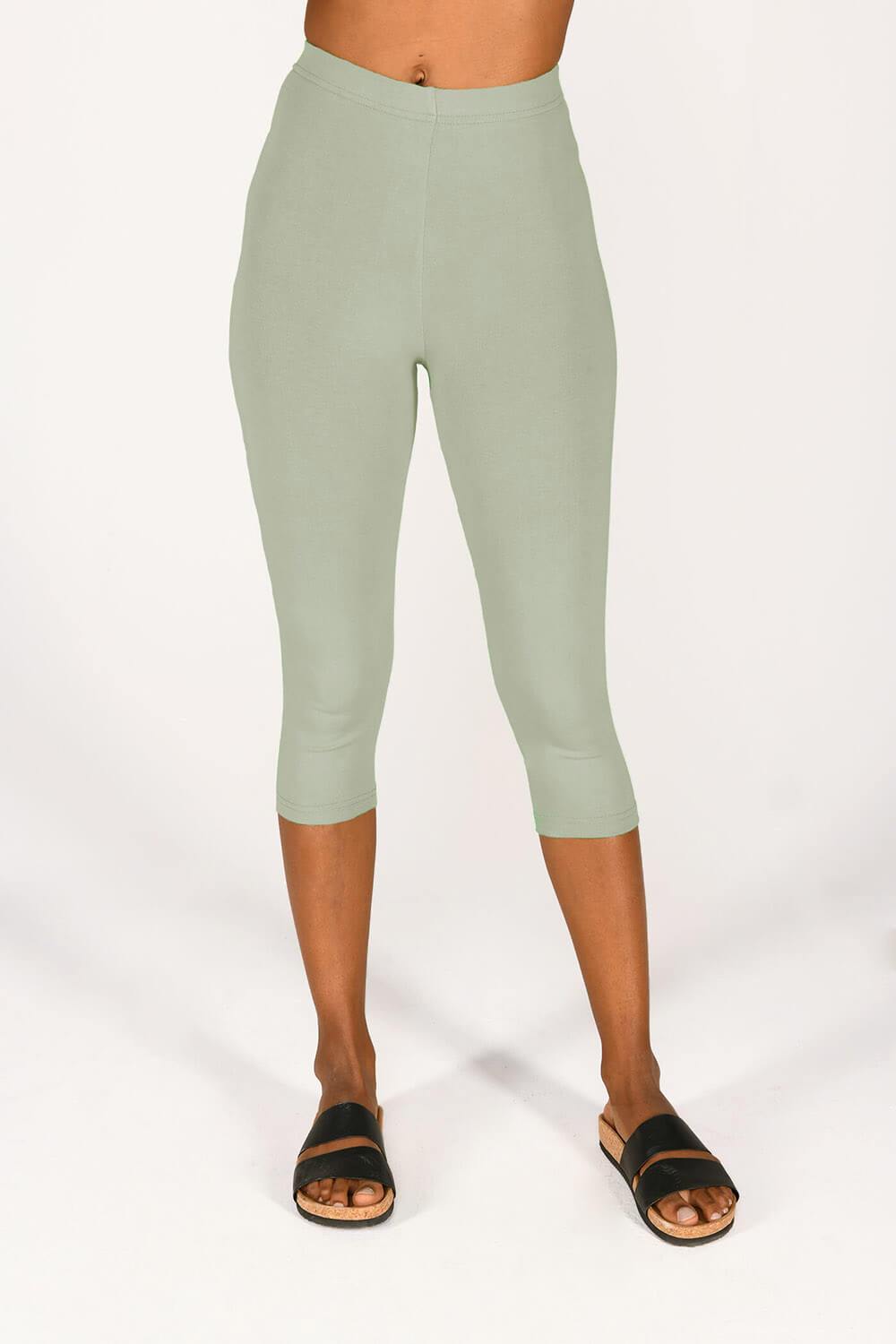 Alltägliche Cropped Leggings - Salbeigrüne