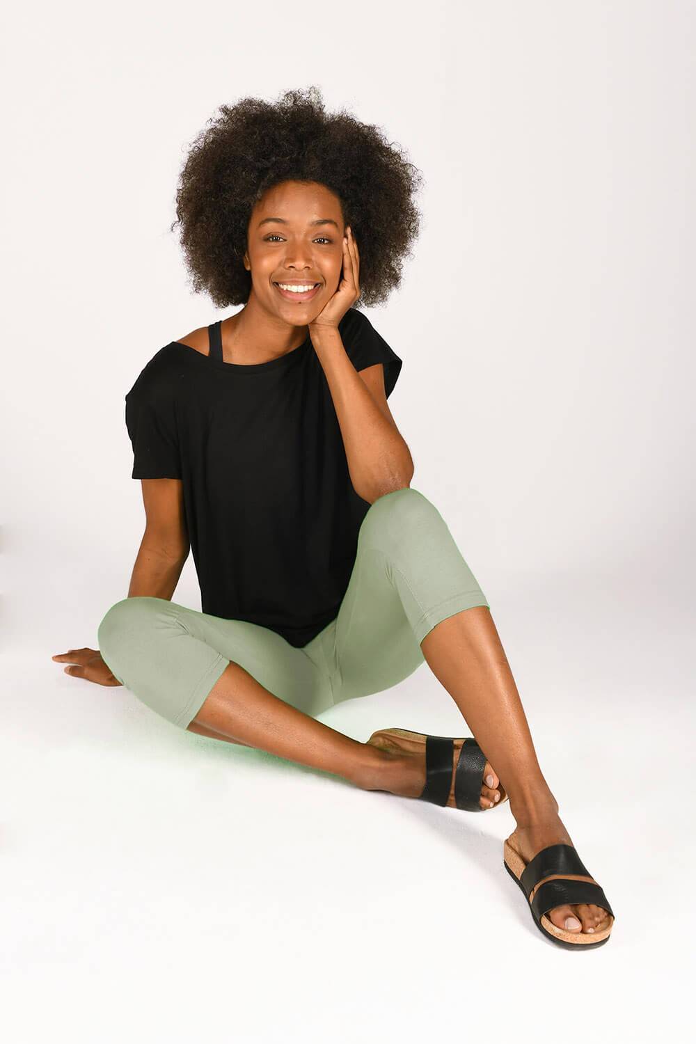 Alltägliche Cropped Leggings - Salbeigrüne