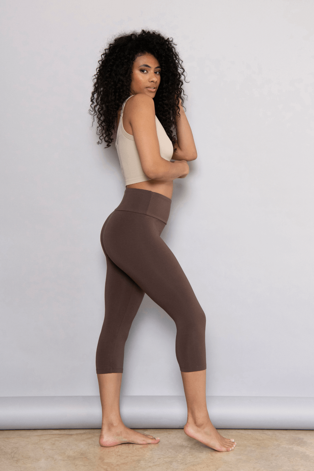 Cropped Leichte Leggings - Espresso Braun
