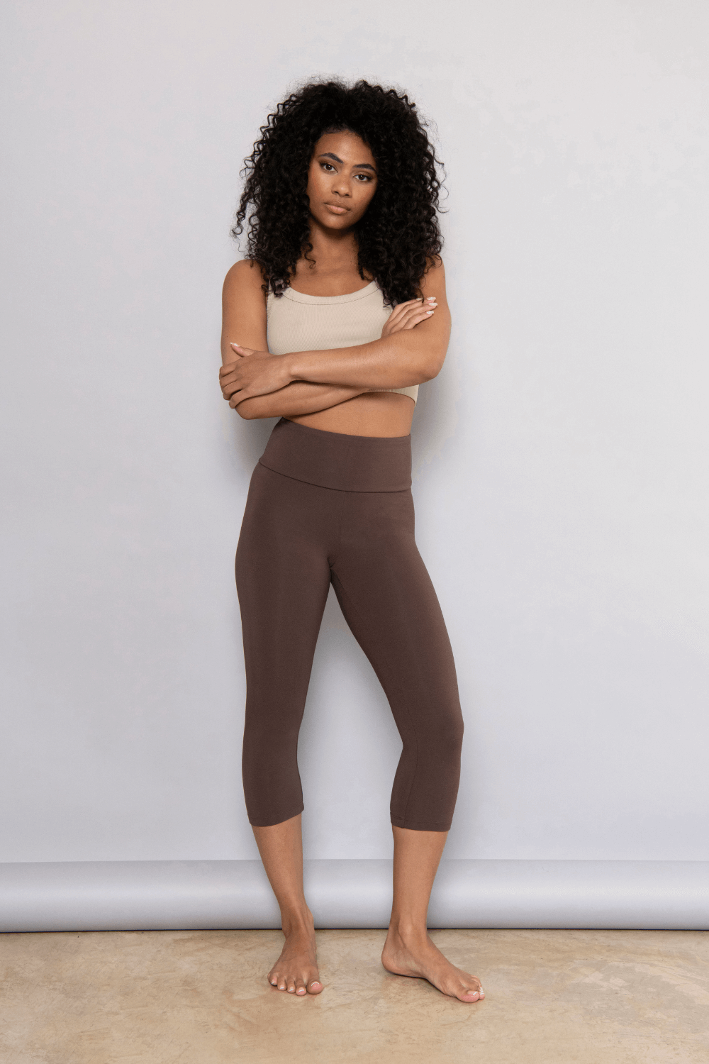 Cropped Leichte Leggings - Espresso Braun