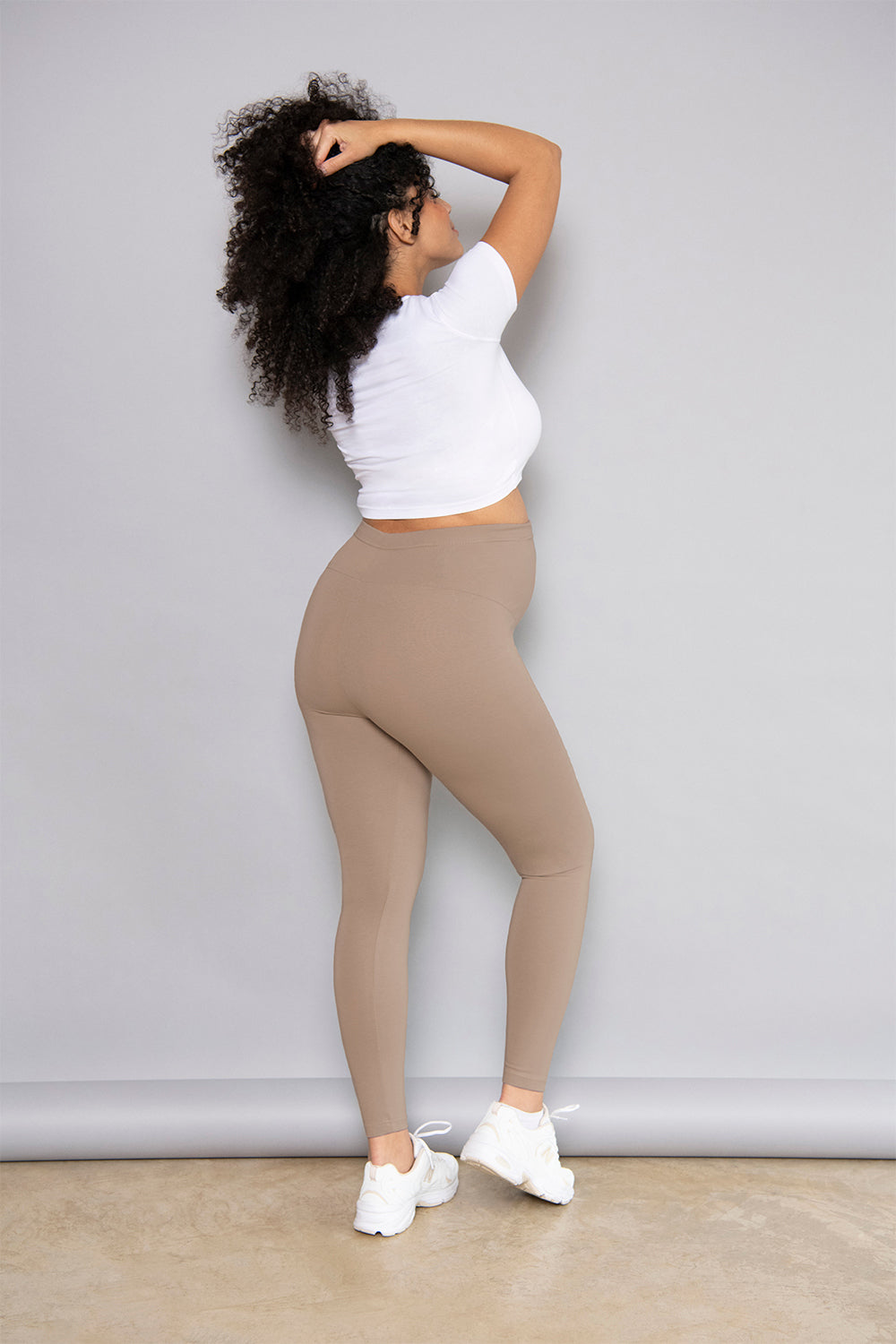 Alltägliche Winter Umstandsleggings mit hoher Taille  - Steingrau