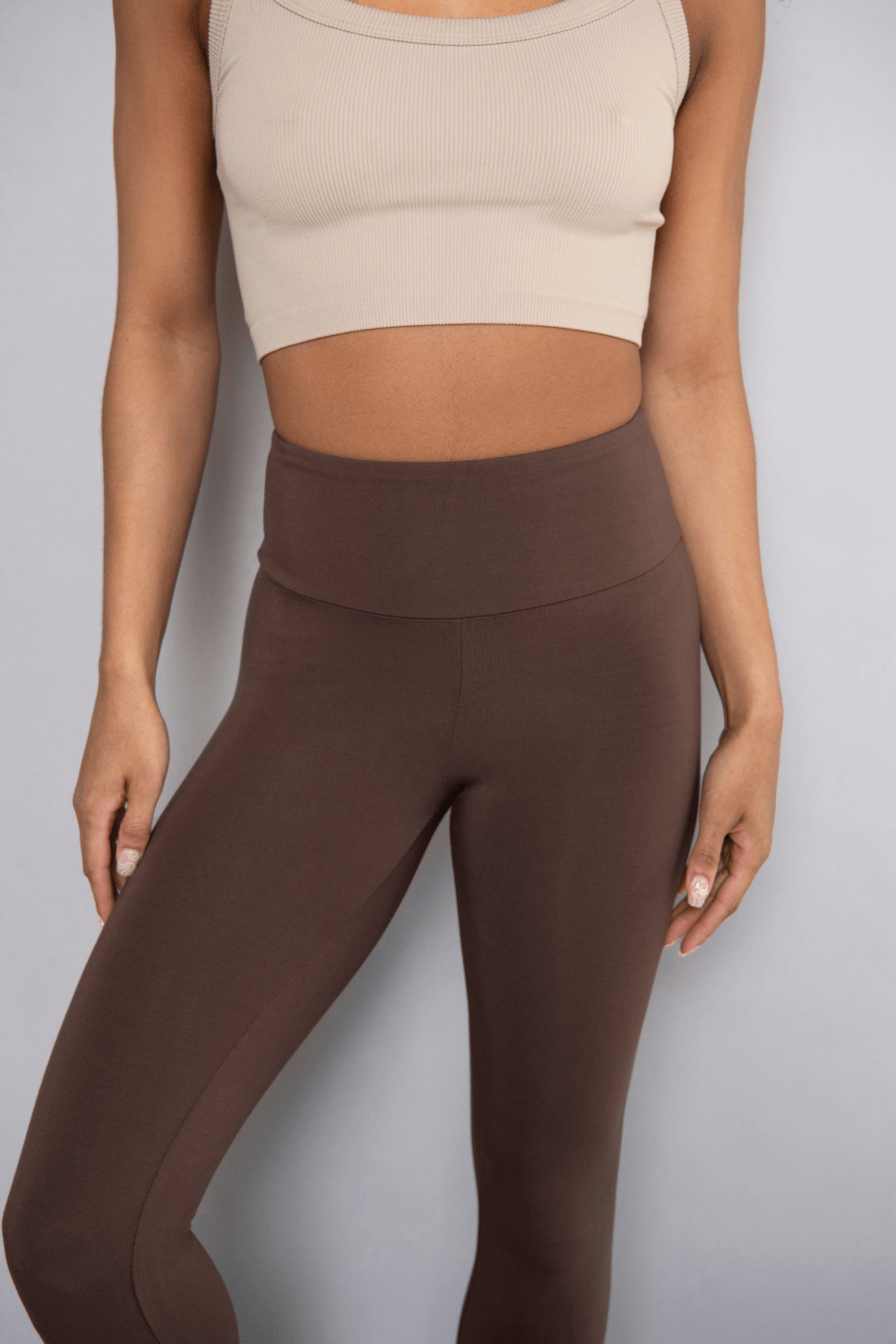 Cropped Leichte Leggings - Espresso Braun