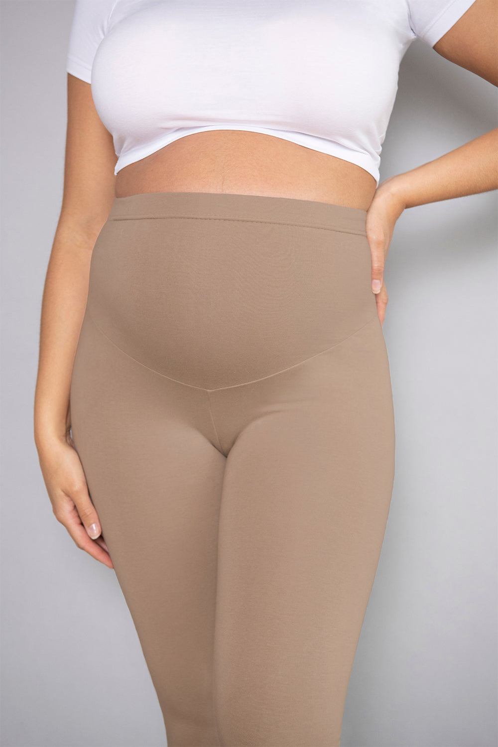 Alltägliche Winter Umstandsleggings mit hoher Taille  - Steingrau