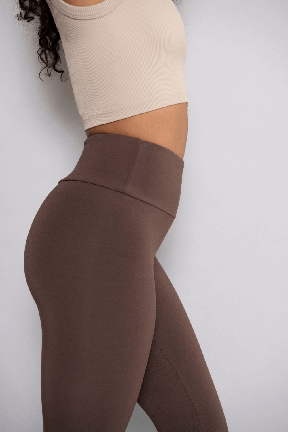 Cropped Leichte Leggings - Espresso Braun