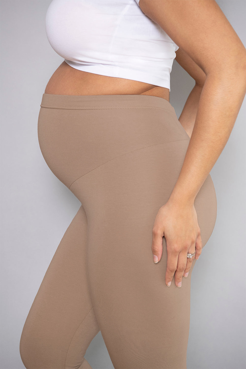 Alltägliche Winter Umstandsleggings mit hoher Taille  - Steingrau