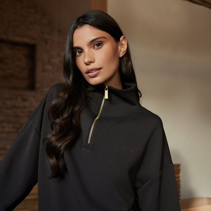 Ultimate Soft 1/4-Zip-Sweatshirt – Black Coffee