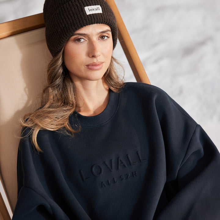 Schweres Oversized Campus-Sweatshirt – Mokka