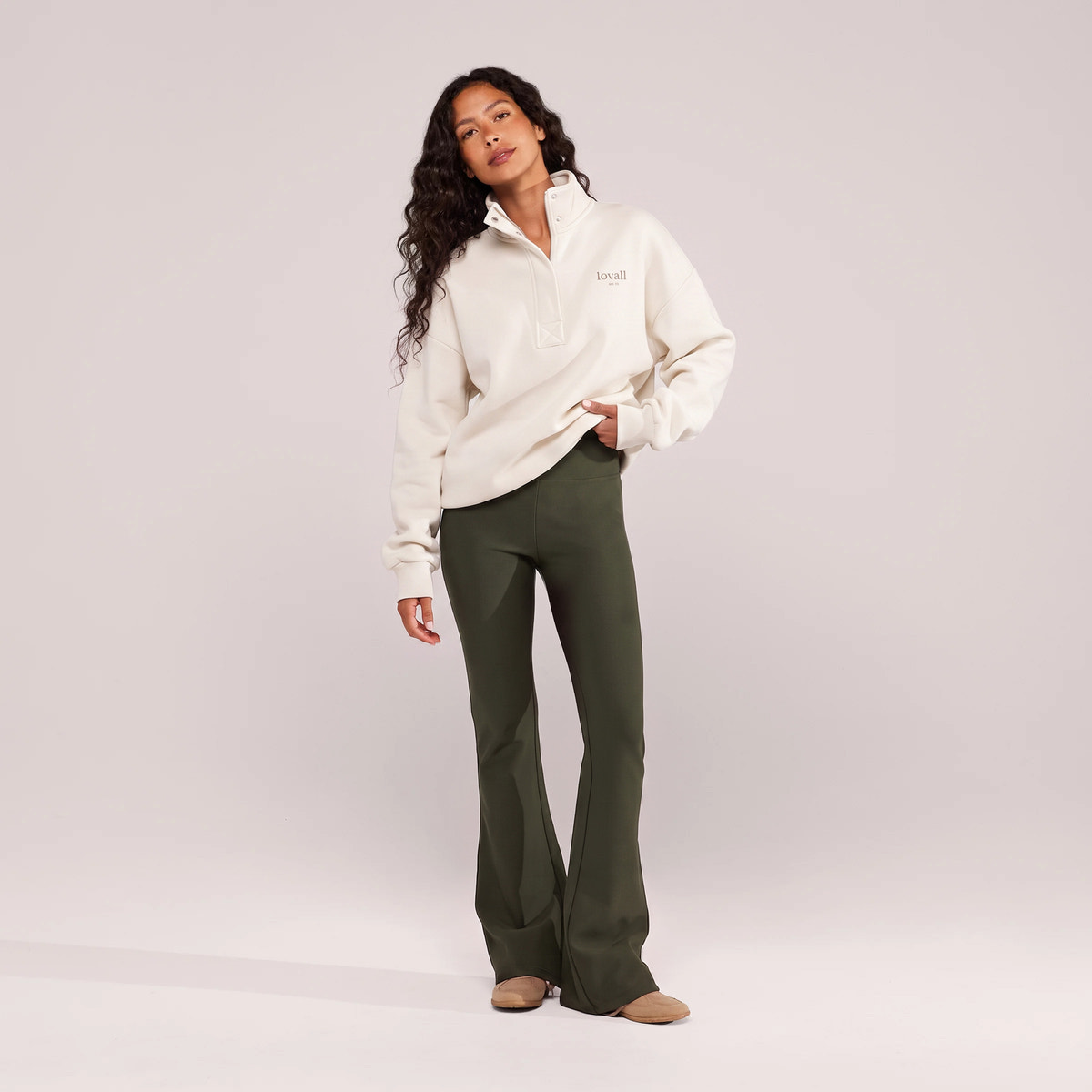 Winter Alltags-Leggings mit hoher Taille – Tiefes Oliv