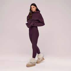 Winter Alltags Leggings mit hoher Taille - Weinrot